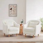 Set di 2 Poltrone Accent, in Velluto a Botte con Gambe in Legno Massello 28,34W