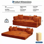 Canapé-lit convertible 5-en-1 80.7 – Côtelé, 1200 lbs, Aucun assemblage requis