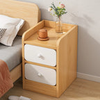Comodino Semplice Bianco in Legno Naturale a 2 Cassetti