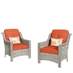 HOOOWOOO, Set di 2 Sedie da Esterno in Rattan Intrecciato con Schienale Alto