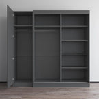 Armadio a 2 ante con specchio, frontale in vetro, 2 persone (grigio/nero/bianco)