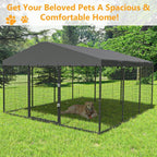 L 118 x P 118 x A 70 Cuccia grande per cani da esterno, Box recintato resistente per cani con tetto impermeabile