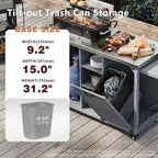 Isola cucina da esterno FAMYYT da 198,9 cm con piano di lavoro in acciaio inossidabile, stazione barbecue pieghevole e mobili contenitori, blu grigio