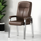 Sedia da ufficio HomeyFad moderna in pelle e metallo a 4 gambe con braccioli
