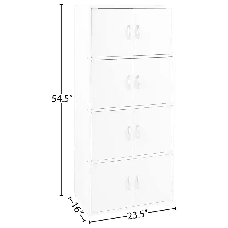 Hodedah HID44 Robusto armadio-libreria multiuso con 8 ante a montaggio a pavimento per casa e ufficio, finitura in legno di faggio