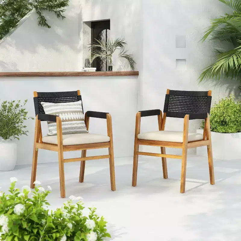 Sedia da pranzo Christopher Knight Home Oucacia con struttura in acacia e corda intrecciata