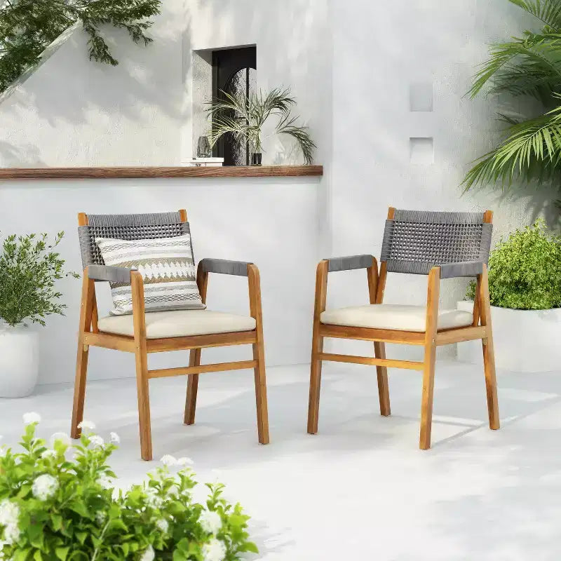 Sedia da pranzo Christopher Knight Home Oucacia con struttura in acacia e corda intrecciata