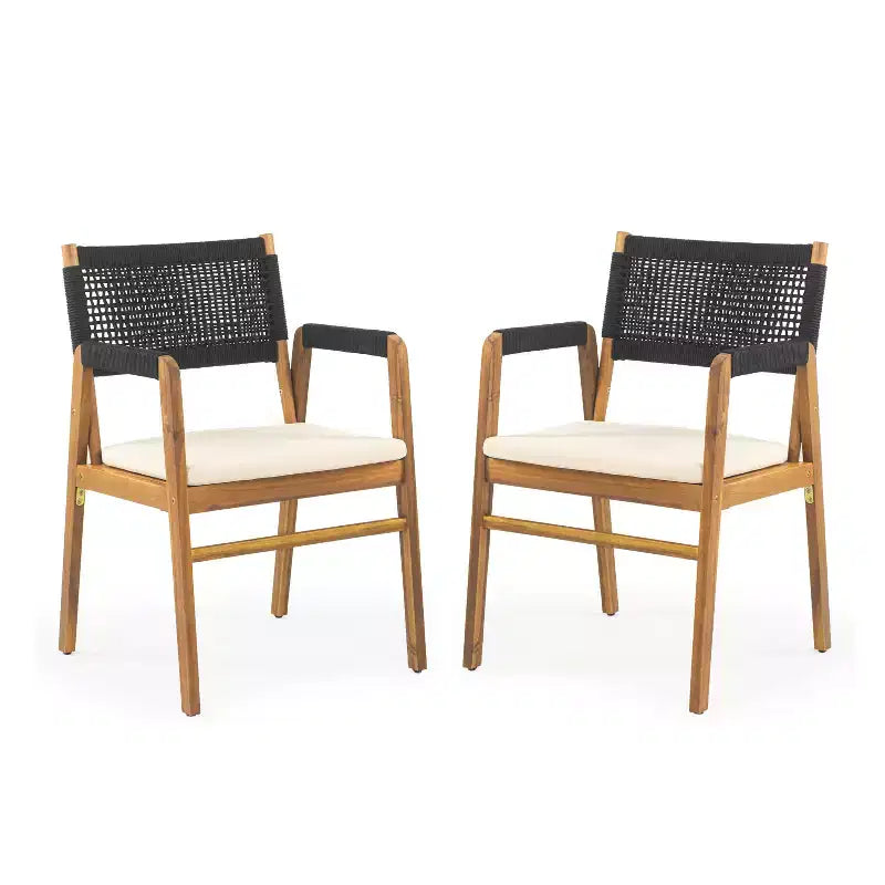 Sedia da pranzo Christopher Knight Home Oucacia con struttura in acacia e corda intrecciata
