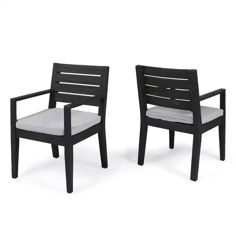 GDFStudio Agnew Outdoor Acacia Wood Dining Chairs with Cushion (Set of 2)
