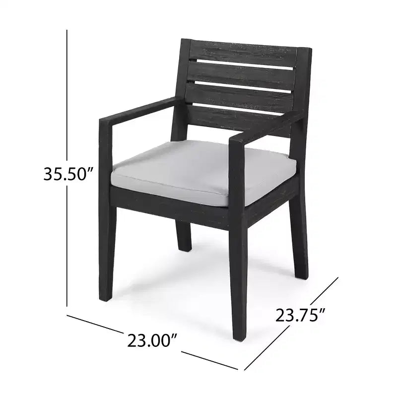 GDFStudio Agnew Chaises de salle à manger d'extérieur en bois d'acacia avec coussin (lot de 2)