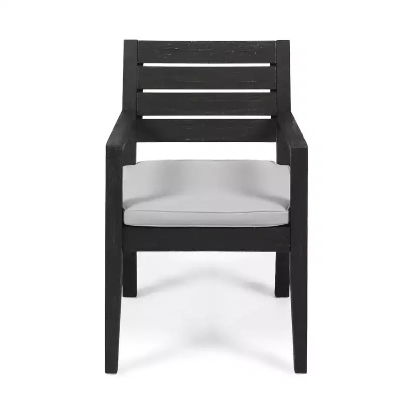 GDFStudio Agnew Chaises de salle à manger d'extérieur en bois d'acacia avec coussin (lot de 2)