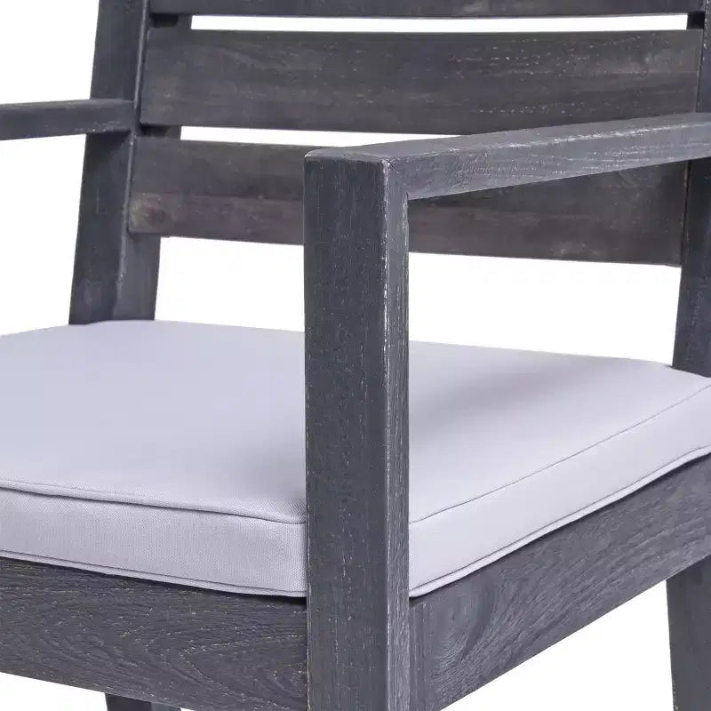 GDFStudio Agnew Chaises de salle à manger d'extérieur en bois d'acacia avec coussin (lot de 2)