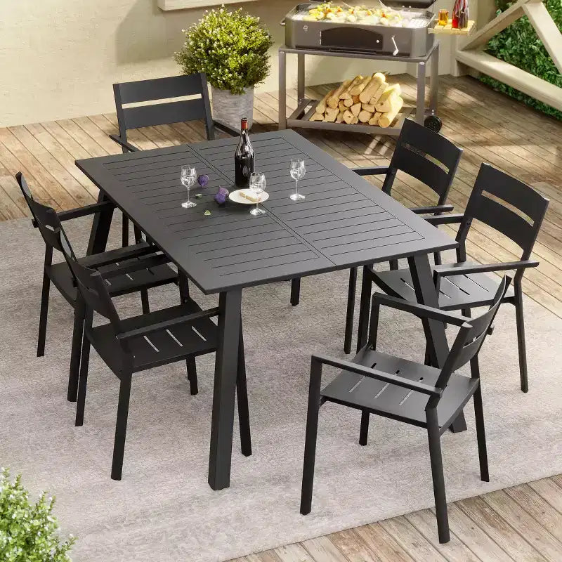 Crestlive Products Set di 2 sedie da pranzo moderne da esterno in alluminio impilabili