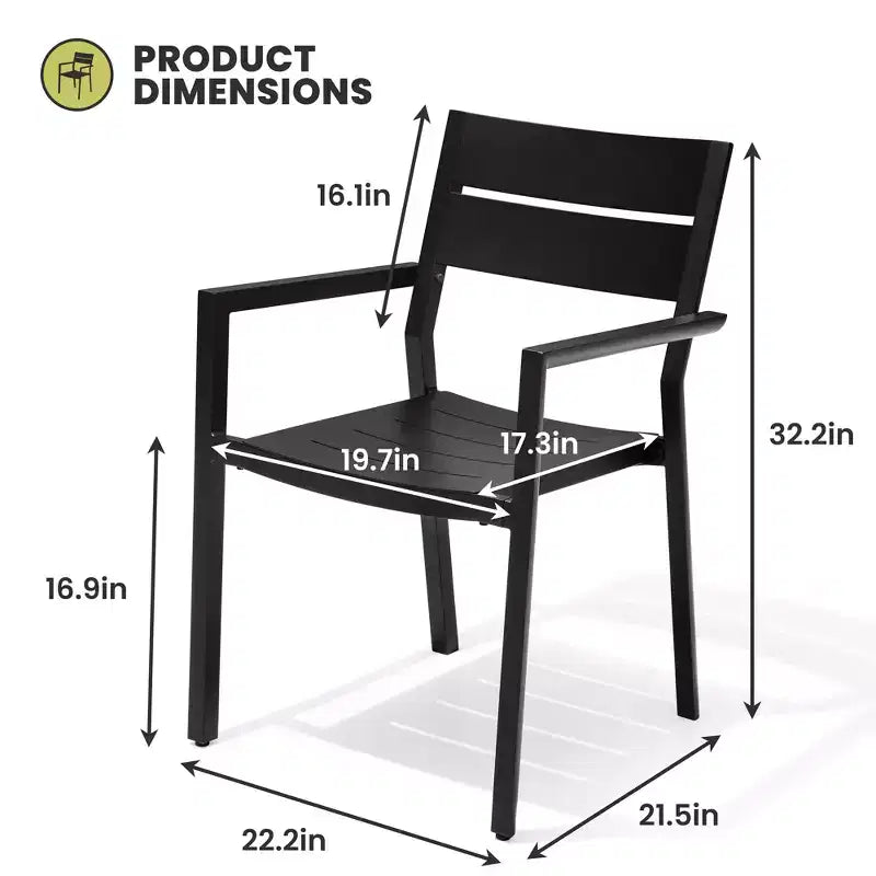 Crestlive Products Set di 2 sedie da pranzo moderne da esterno in alluminio impilabili