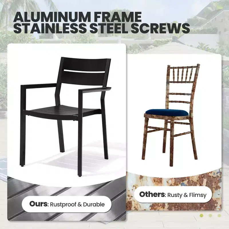 Crestlive Products Set di 2 sedie da pranzo moderne da esterno in alluminio impilabili