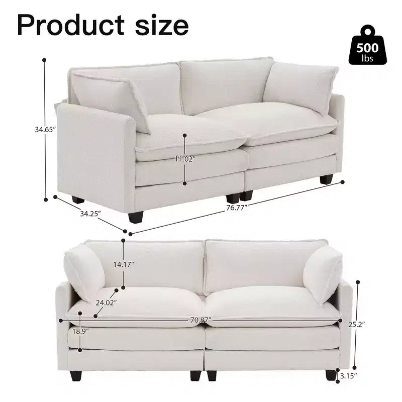 Divano a due posti da 76,8 per soggiorno, divano moderno a due posti in velluto circolare per camera da letto ufficio