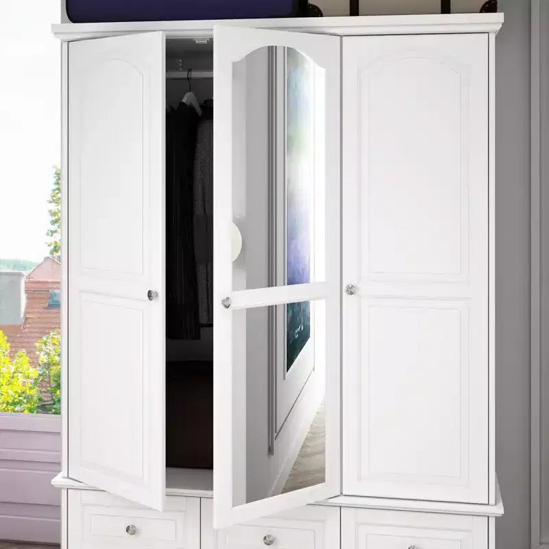 Armadio con Specchio 3 Ante 5 Cassetti Stile Classico
