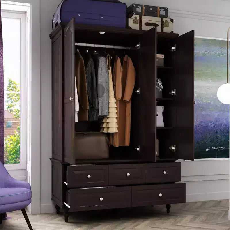 Armadio con Specchio 3 Ante 5 Cassetti Stile Classico