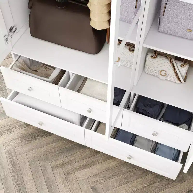 Armadio con Specchio 3 Ante 5 Cassetti Stile Classico