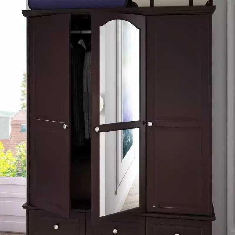 Armadio con Specchio 3 Ante 5 Cassetti Stile Classico