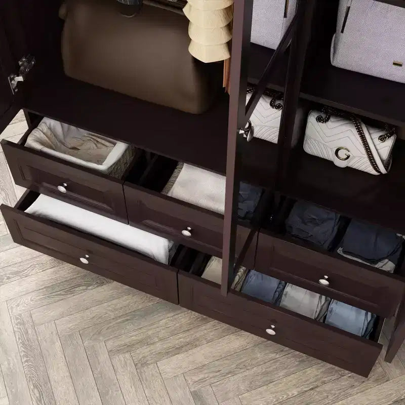Armadio con Specchio 3 Ante 5 Cassetti Stile Classico
