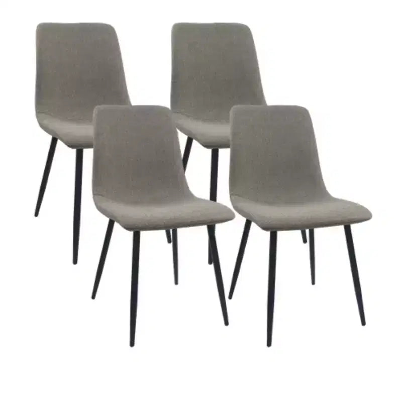 Sedie da pranzo rivestite in lino con gambe in metallo nero
