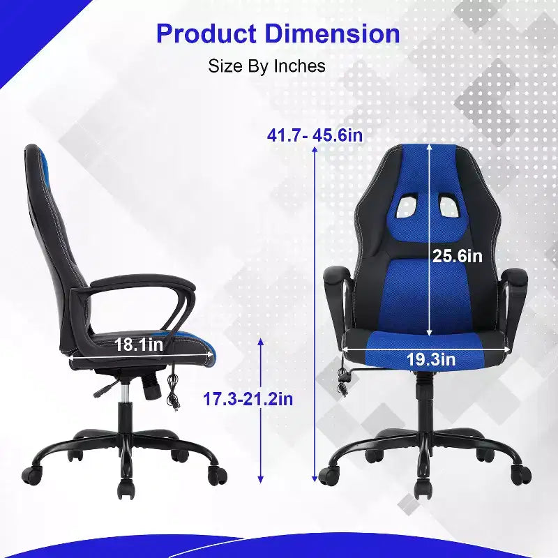 Sedia da gaming da ufficio con supporto lombare regolabile in altezza in pelle PU Sedia direzionale per donne, uomini, adulti