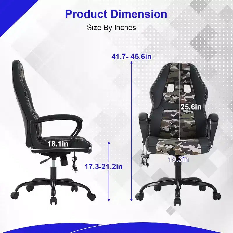 Sedia da gaming da ufficio con supporto lombare regolabile in altezza in pelle PU Sedia direzionale per donne, uomini, adulti