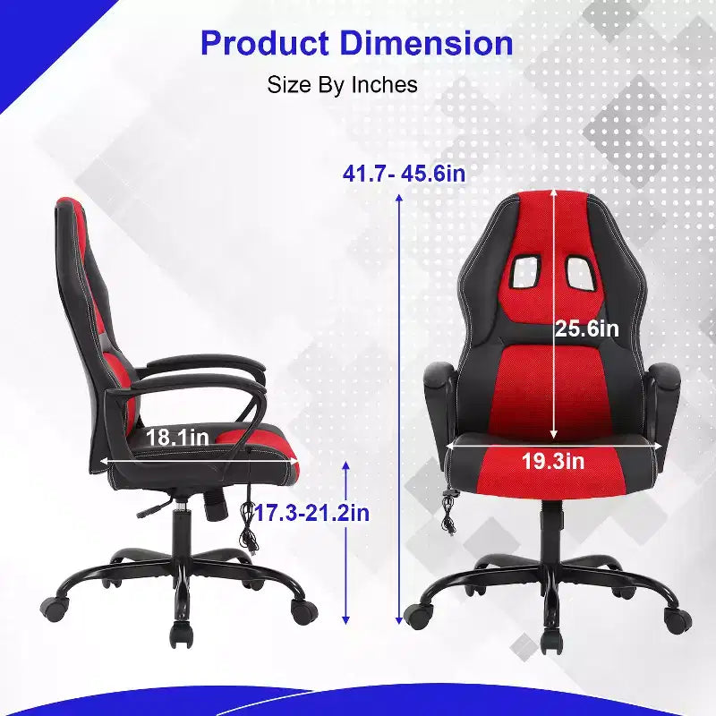 Sedia da gaming da ufficio con supporto lombare regolabile in altezza in pelle PU Sedia direzionale per donne, uomini, adulti