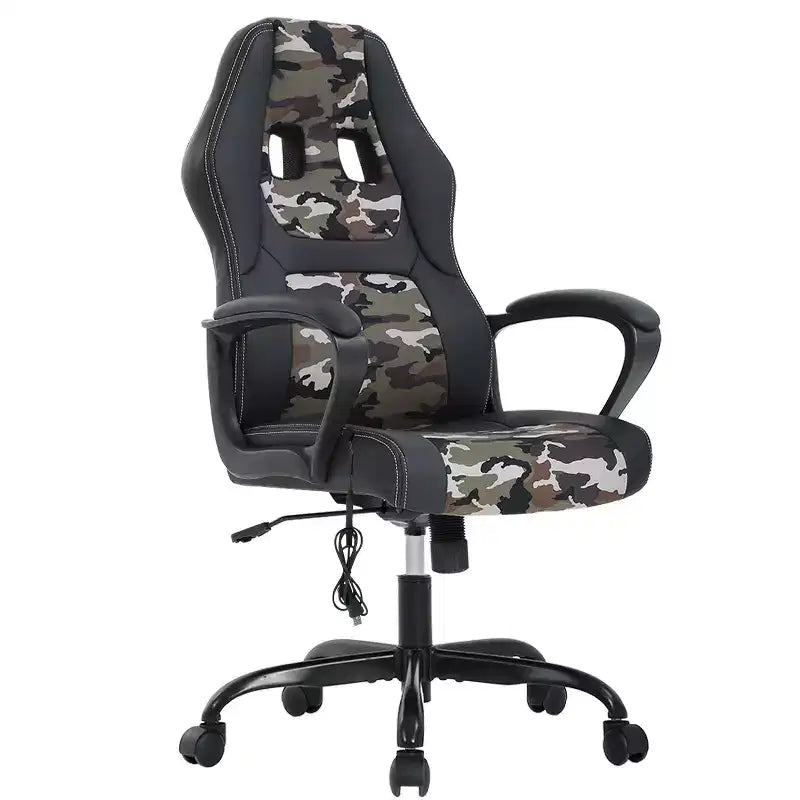 Sedia da gaming da ufficio con supporto lombare regolabile in altezza in pelle PU Sedia direzionale per donne, uomini, adulti
