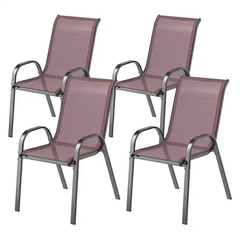 Outsunny Set di 4 Sedie da Esterno, Sedie da Giardino Impilabili con Schienale Alto, Seduta Traspirante in Rete per Giardino, Prato, Cortile