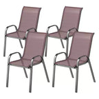 Outsunny Set di 4 Sedie da Esterno, Sedie da Giardino Impilabili con Schienale Alto, Seduta Traspirante in Rete per Giardino, Prato, Cortile