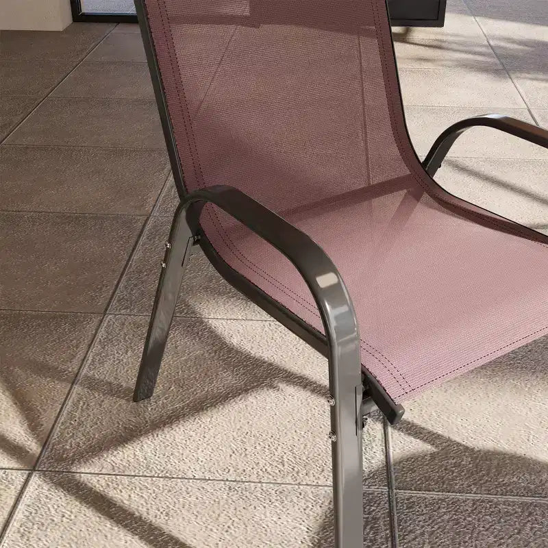 Outsunny Set di 4 Sedie da Esterno, Sedie da Giardino Impilabili con Schienale Alto, Seduta Traspirante in Rete per Giardino, Prato, Cortile