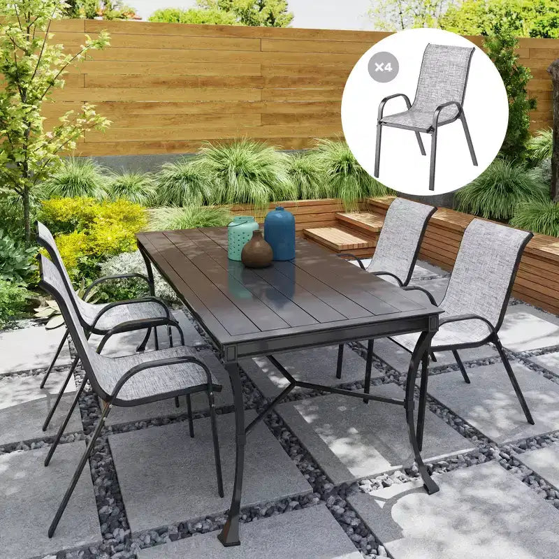 Outsunny Set di 4 Sedie da Esterno, Sedie da Giardino Impilabili con Schienale Alto, Seduta Traspirante in Rete per Giardino, Prato, Cortile