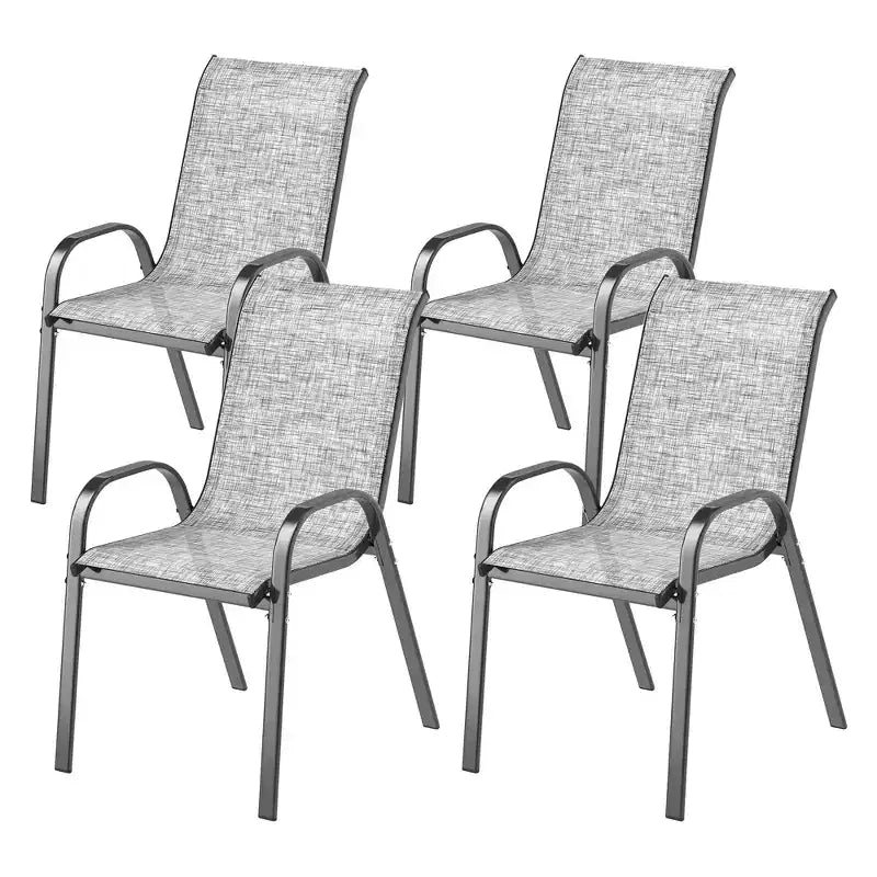 Outsunny Set di 4 Sedie da Esterno, Sedie da Giardino Impilabili con Schienale Alto, Seduta Traspirante in Rete per Giardino, Prato, Cortile