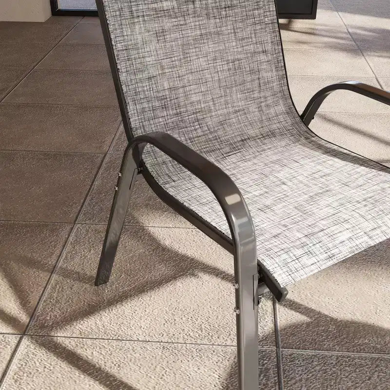 Outsunny Set di 4 Sedie da Esterno, Sedie da Giardino Impilabili con Schienale Alto, Seduta Traspirante in Rete per Giardino, Prato, Cortile
