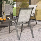 Outsunny Set di 4 Sedie da Esterno, Sedie da Giardino Impilabili con Schienale Alto, Seduta Traspirante in Rete per Giardino, Prato, Cortile