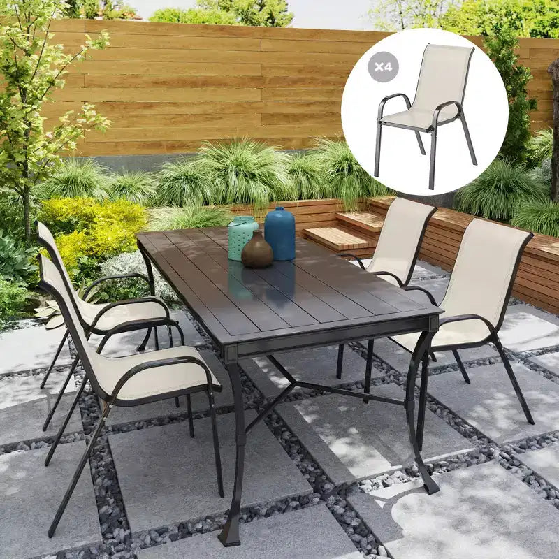 Outsunny Set di 4 Sedie da Esterno, Sedie da Giardino Impilabili con Schienale Alto, Seduta Traspirante in Rete per Giardino, Prato, Cortile