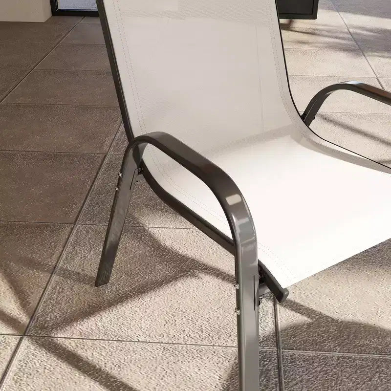 Outsunny Set di 4 Sedie da Esterno, Sedie da Giardino Impilabili con Schienale Alto, Seduta Traspirante in Rete per Giardino, Prato, Cortile