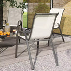 Outsunny Set di 4 Sedie da Esterno, Sedie da Giardino Impilabili con Schienale Alto, Seduta Traspirante in Rete per Giardino, Prato, Cortile