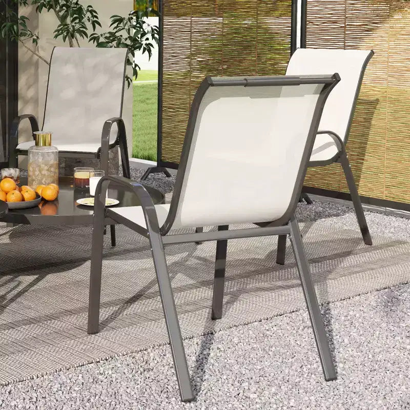 Outsunny Set di 4 Sedie da Esterno, Sedie da Giardino Impilabili con Schienale Alto, Seduta Traspirante in Rete per Giardino, Prato, Cortile