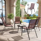 Outsunny Set di 4 Sedie da Esterno, Sedie da Giardino Impilabili con Schienale Alto, Seduta Traspirante in Rete per Giardino, Prato, Cortile