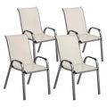 Outsunny Outdoor Dining Chairs Set of 4, Stackable Outdoor Patio Chairs with High Back, Breathable Mesh Seat for Garden Lawn Backyard