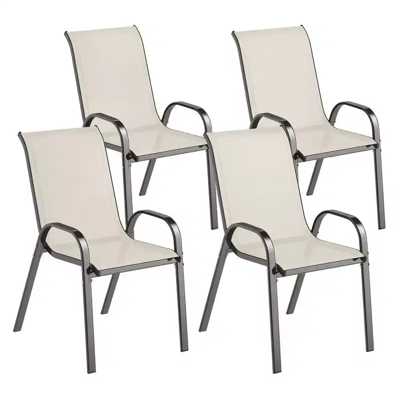 Outsunny Outdoor Dining Chairs Set of 4, Stackable Outdoor Patio Chairs with High Back, Breathable Mesh Seat for Garden Lawn Backyard