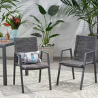 GDFStudio Barbour Outdoor Aluminum and Rope Dining Chairs (Set of 2)
