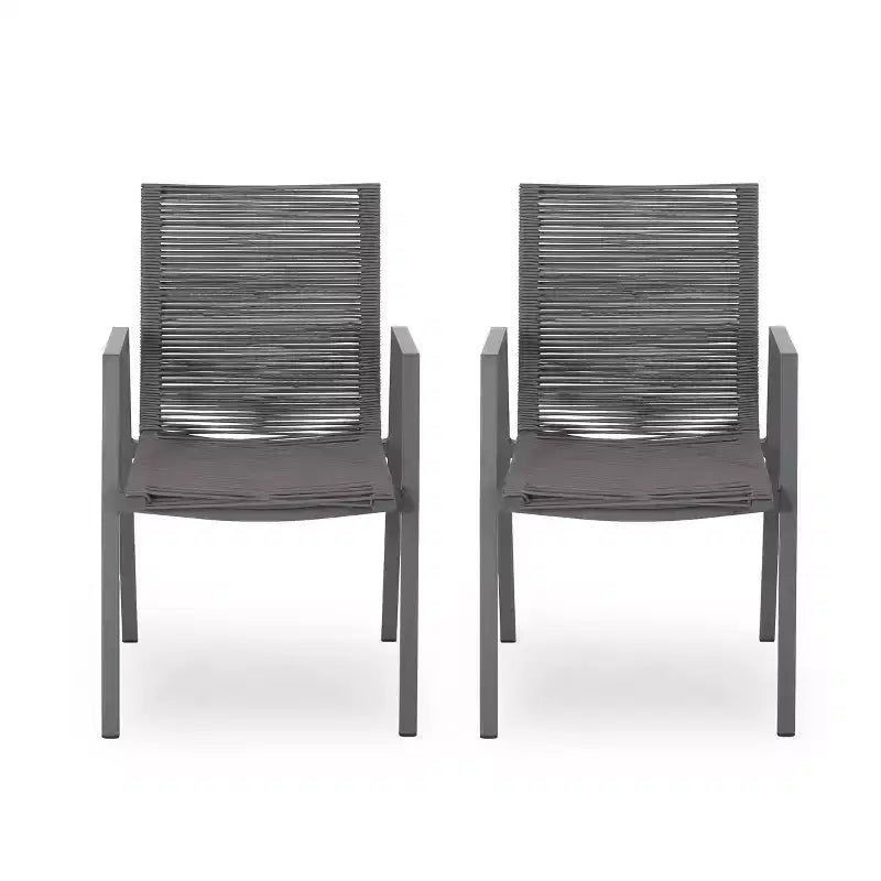 Sedie da pranzo GDFStudio Barbour da esterno in alluminio e corda (set da 2)
