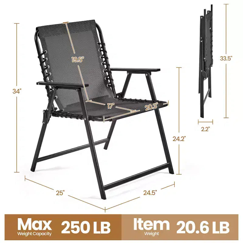 Yaheetech Set di 2 Sedie Pieghevoli da Giardino con Schienale per Giardino, Prato, Cortile