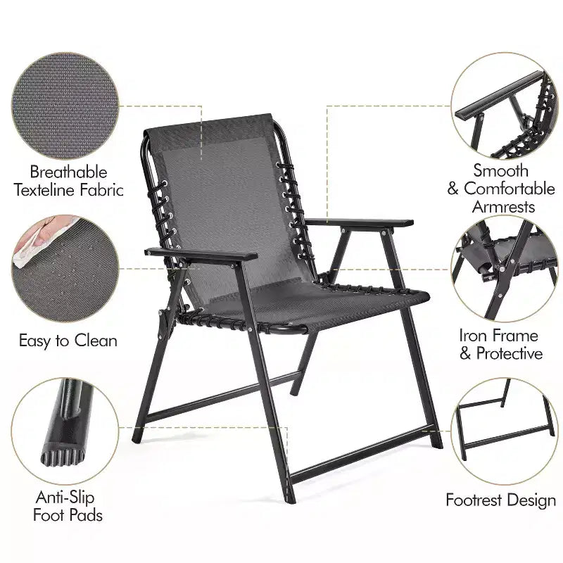 Yaheetech Set di 2 Sedie Pieghevoli da Giardino con Schienale per Giardino, Prato, Cortile