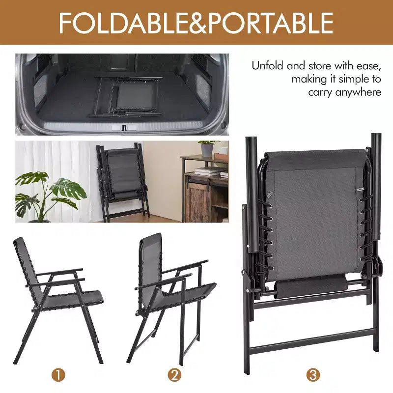 Yaheetech Set di 2 Sedie Pieghevoli da Giardino con Schienale per Giardino, Prato, Cortile