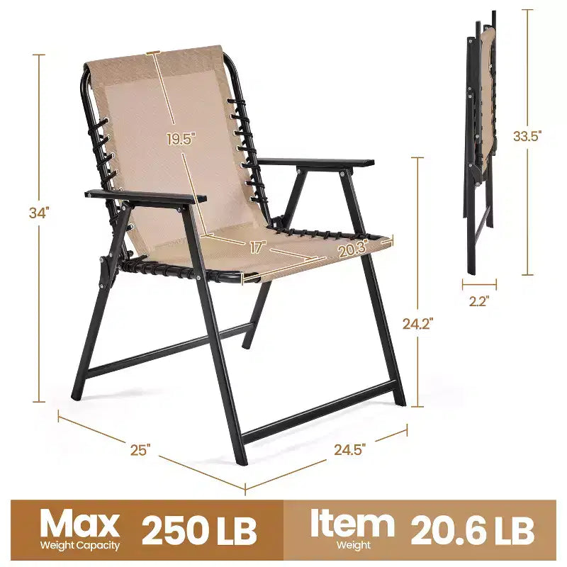 Yaheetech Set di 2 Sedie Pieghevoli da Giardino con Schienale per Giardino, Prato, Cortile